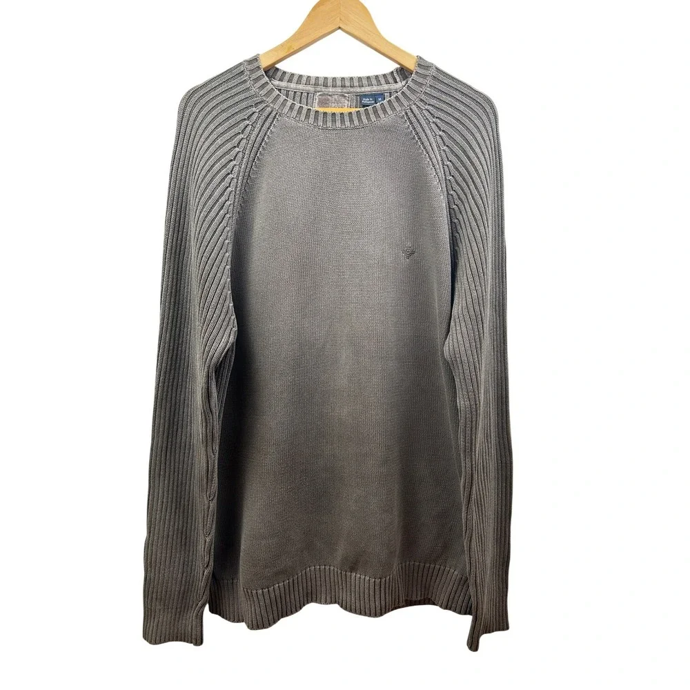 Debenhams Oversized Cotton Knit Sweater Mens M Brwn Ribbed Crewneck Y2K Timeless